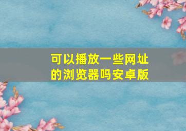 可以播放一些网址的浏览器吗安卓版