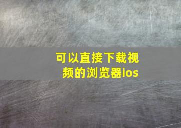 可以直接下载视频的浏览器ios