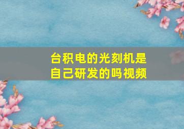 台积电的光刻机是自己研发的吗视频