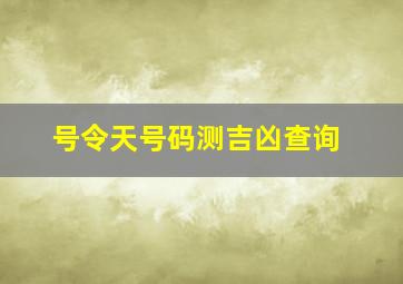 号令天号码测吉凶查询