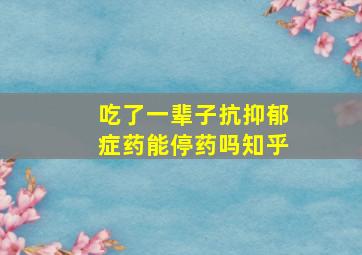 吃了一辈子抗抑郁症药能停药吗知乎