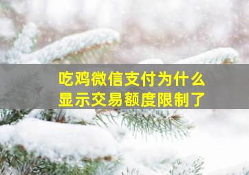 吃鸡微信支付为什么显示交易额度限制了