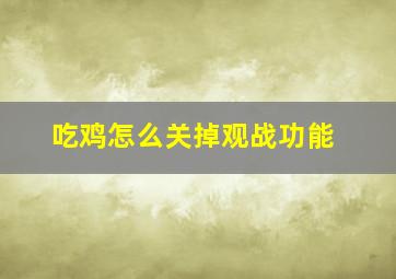 吃鸡怎么关掉观战功能