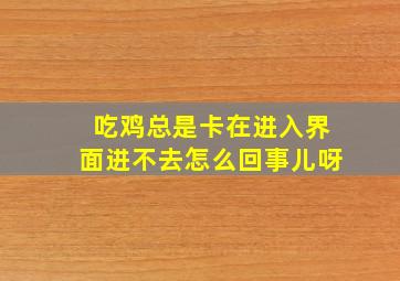 吃鸡总是卡在进入界面进不去怎么回事儿呀