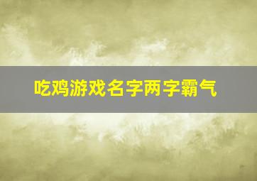 吃鸡游戏名字两字霸气