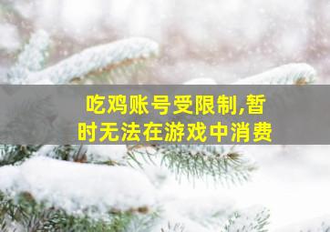 吃鸡账号受限制,暂时无法在游戏中消费