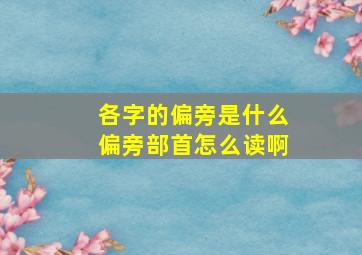 各字的偏旁是什么偏旁部首怎么读啊