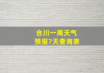 合川一周天气预报7天查询表