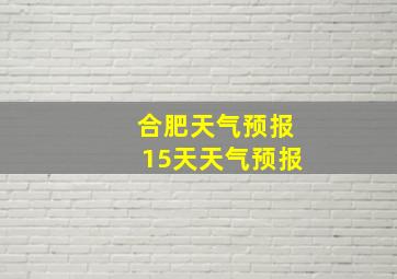 合肥天气预报15天天气预报