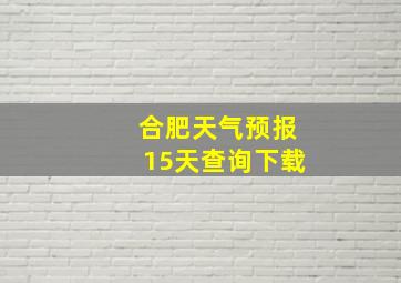 合肥天气预报15天查询下载