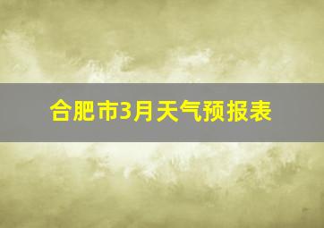 合肥市3月天气预报表