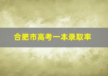 合肥市高考一本录取率