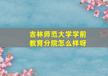 吉林师范大学学前教育分院怎么样呀