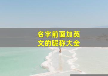 名字前面加英文的昵称大全