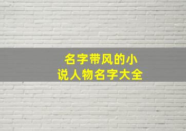 名字带风的小说人物名字大全