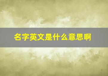 名字英文是什么意思啊