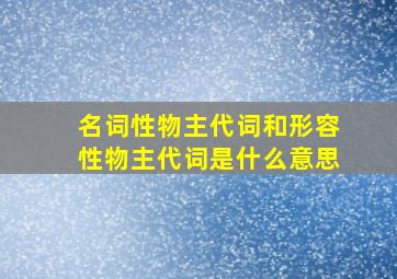 名词性物主代词和形容性物主代词是什么意思