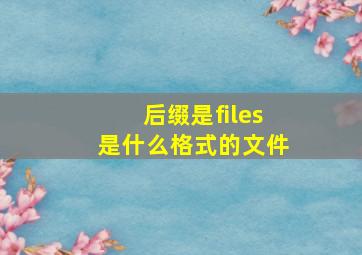 后缀是files是什么格式的文件