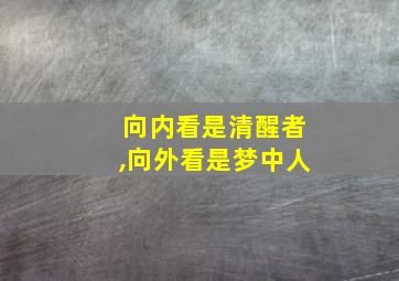 向内看是清醒者,向外看是梦中人