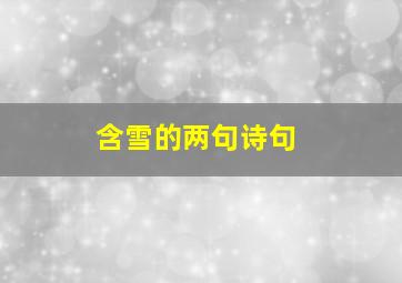 含雪的两句诗句