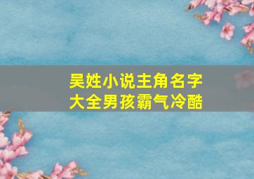 吴姓小说主角名字大全男孩霸气冷酷