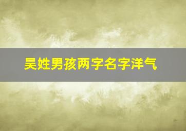 吴姓男孩两字名字洋气