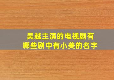 吴越主演的电视剧有哪些剧中有小美的名字