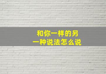 和你一样的另一种说法怎么说