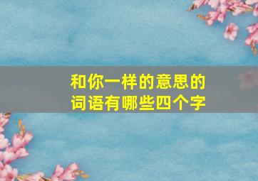 和你一样的意思的词语有哪些四个字