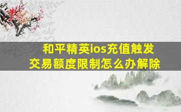 和平精英ios充值触发交易额度限制怎么办解除