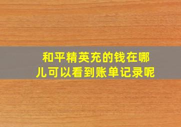 和平精英充的钱在哪儿可以看到账单记录呢