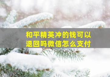 和平精英冲的钱可以退回吗微信怎么支付