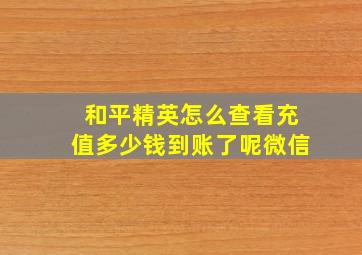 和平精英怎么查看充值多少钱到账了呢微信