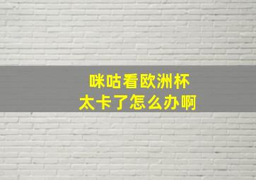 咪咕看欧洲杯太卡了怎么办啊