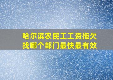 哈尔滨农民工工资拖欠找哪个部门最快最有效