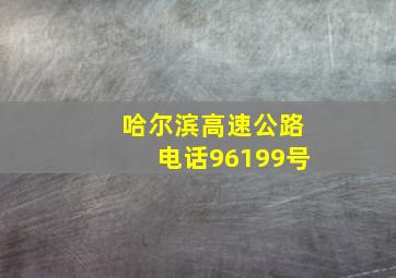 哈尔滨高速公路电话96199号