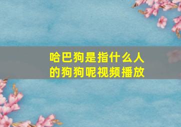 哈巴狗是指什么人的狗狗呢视频播放