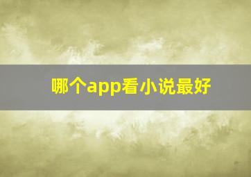 哪个app看小说最好