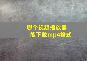 哪个视频播放器能下载mp4格式