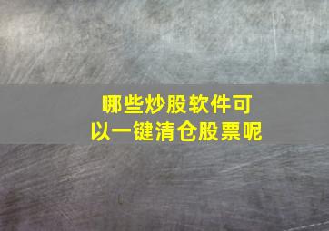 哪些炒股软件可以一键清仓股票呢