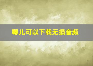 哪儿可以下载无损音频