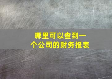 哪里可以查到一个公司的财务报表