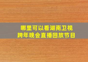 哪里可以看湖南卫视跨年晚会直播回放节目