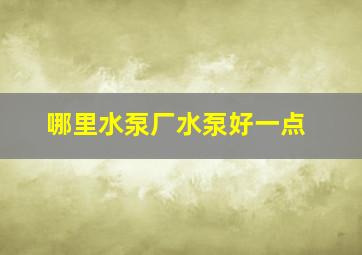 哪里水泵厂水泵好一点