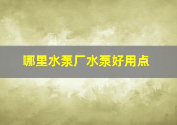 哪里水泵厂水泵好用点