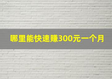 哪里能快速赚300元一个月