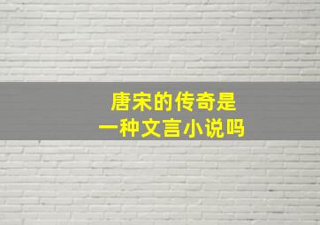 唐宋的传奇是一种文言小说吗