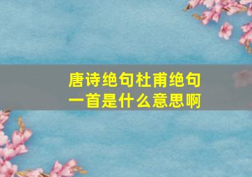 唐诗绝句杜甫绝句一首是什么意思啊