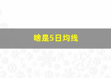 啥是5日均线