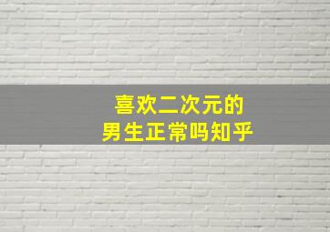 喜欢二次元的男生正常吗知乎